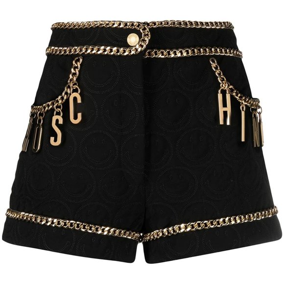 Moschino x Smiley chain-trim high-waist shorts